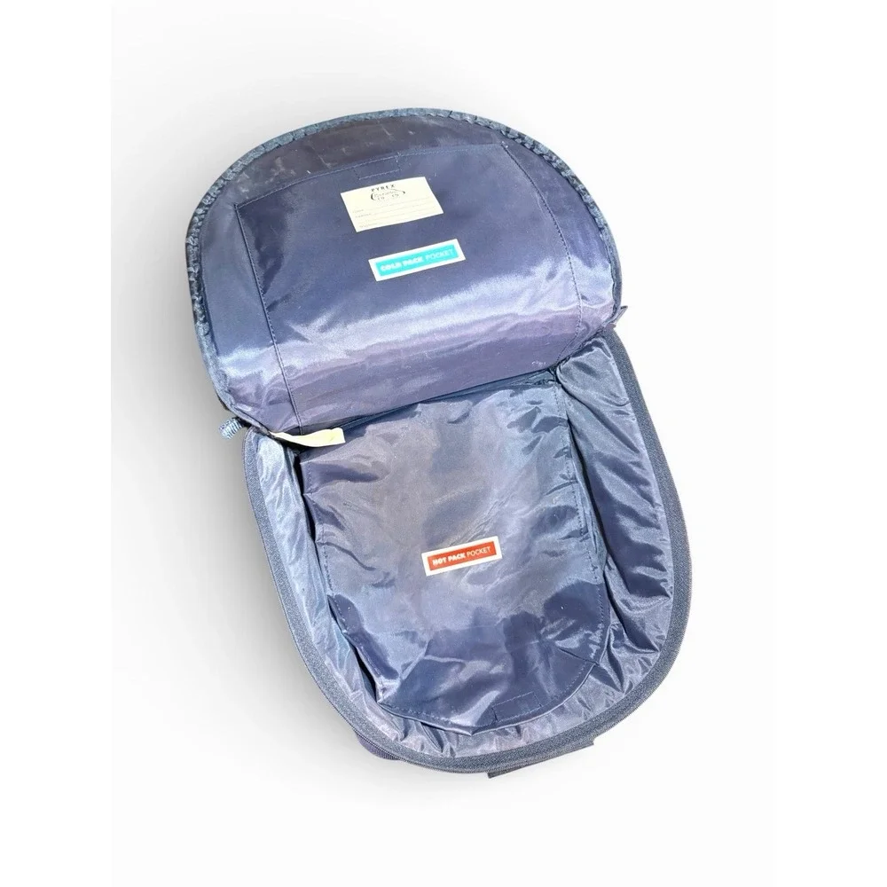 Pyrex Portables Blue Insulated Round Food Carrier Bag Thermal Tote Hot Cold Pack